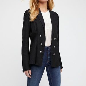 Free People Cinched Waist Linen Blazer